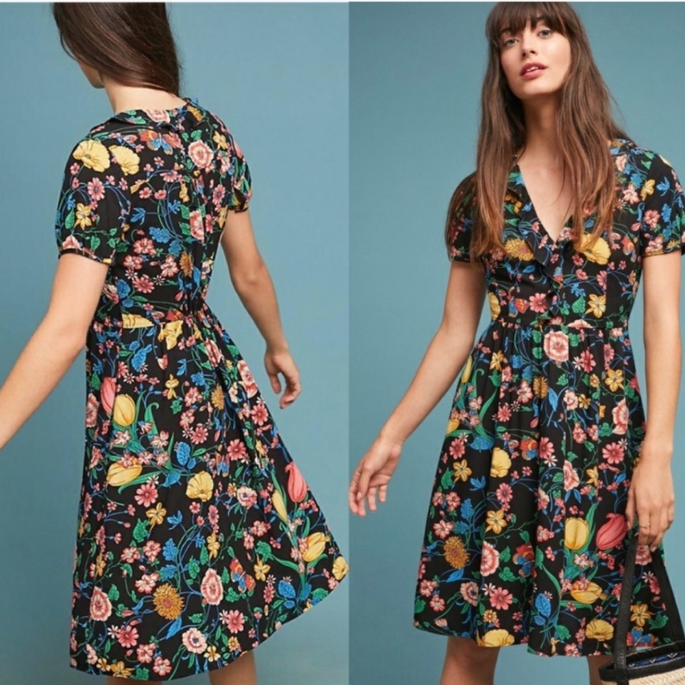 Maeve by Anthropologie floral butterfly pattern dress Size 8